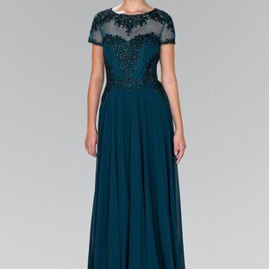 Illusion Neck A-Line Shape Evening Dress GSGL2406